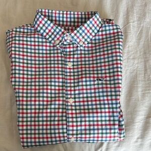 Vineyard Vines Red and Blue Plaid Button Down Shirt